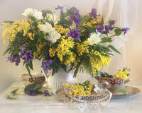 Без бренда «Натюрморт из мимоз и колокольчиков (20шт)» в Белгороде 