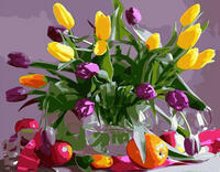 Без бренда «Разноцветные тюльпаны в прозрачной вазе» в Белгороде  в интернет-магазине  Без бренда «Разноцветные тюльпаны в прозрачной вазе» в Белгороде
