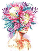 Без бренда «Портрет девушка с оригинальными цветами на голове» в Белгороде 