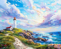 Картина по номерам «Маяк в ясный летний день (худ. Яковец Е.)»