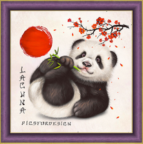 Панда под цветущей веткой