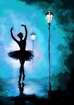 Силуэт балерины в вечернем парке