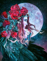 Без бренда «Девушка с розами в волосах на фоне луны» в Белгороде в интернет-магазине Без бренда «Девушка с розами в волосах на фоне луны» в Белгороде