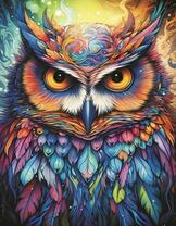 Яркая разноцветная сова
