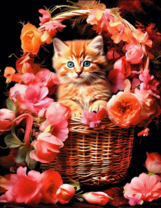 Без бренда «Рыжий котенок в корзине с цветами» в Белгороде 