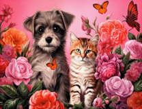 Без бренда «Щенок и котенок в розовых цветах» в Белгороде 