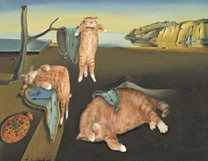 Коты на картине с сюрреализмом