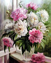 Без бренда «Пионы в прозрачной вазе у окна» в Белгороде 